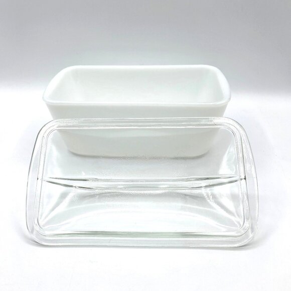 Westinghouse Milk Glass Refrigerator Baking Dish Loaf Pan With Lid Vintage 9"x5" - Picture 3 of 9